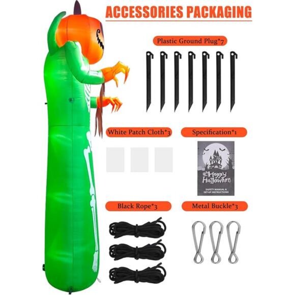 12FT Halloween Inflatable with LED Light, Giant Pumpkin Halloween - Picture 3 of 8